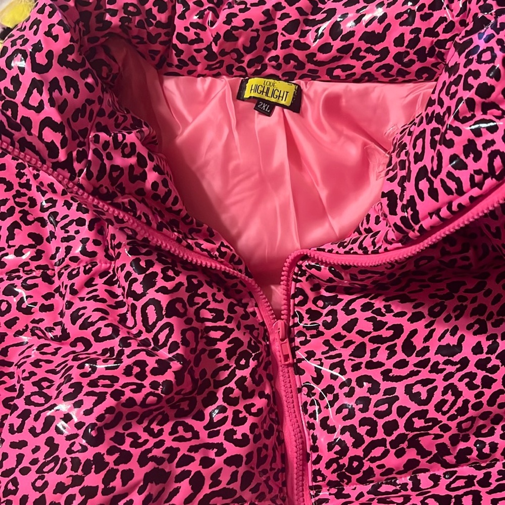 cheetah print cropped puffer jacket ( its not as big as you would think it is )